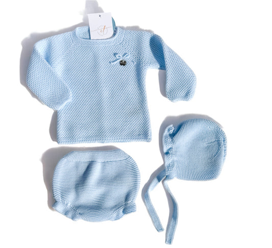 Baby Blue Knit 3-Piece Set