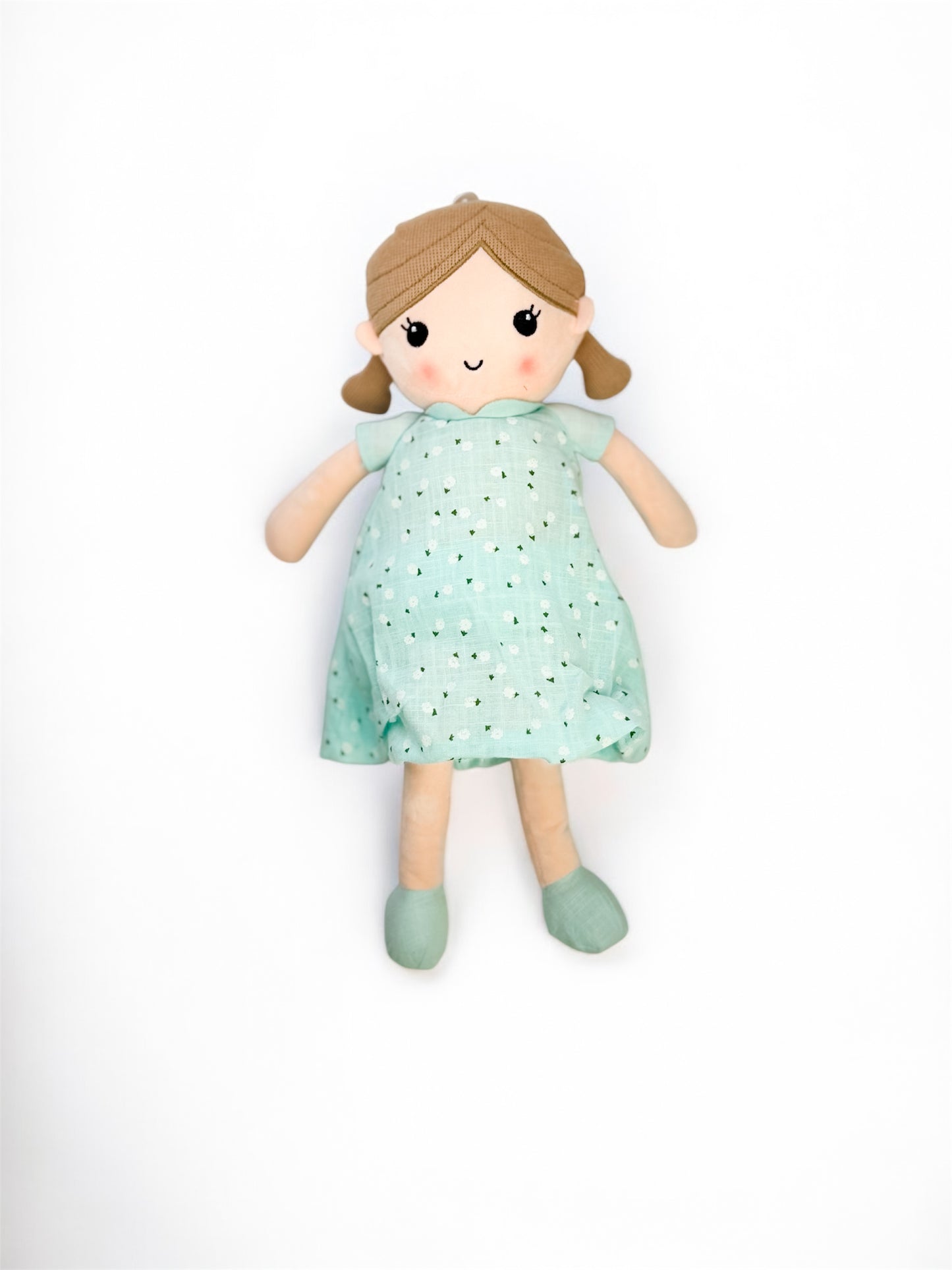Soft Fabric Girl Doll with Mint Dress