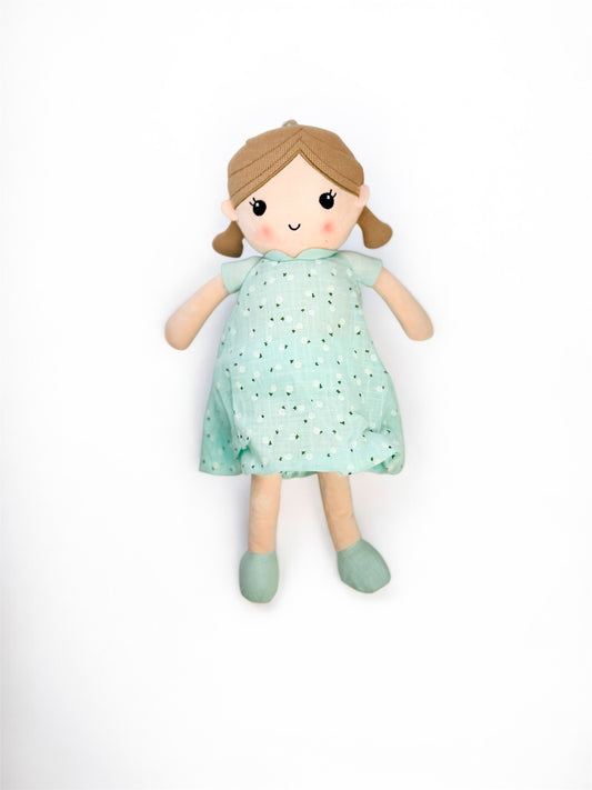 Soft Fabric Girl Doll with Mint Dress