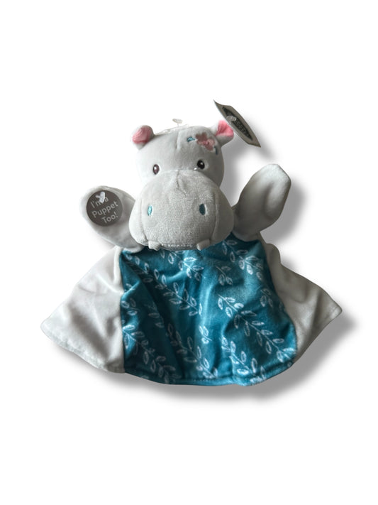Plush Hippo Security Blanket & Hand Puppet
