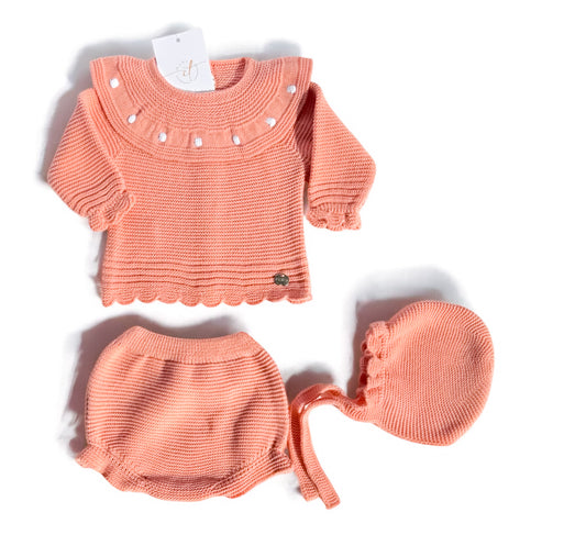 Coral Knit 3-Piece Baby Set