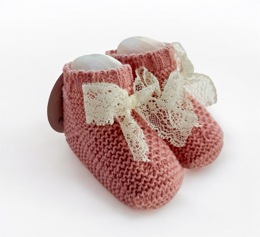Sofía Lace Bow Knit Booties
