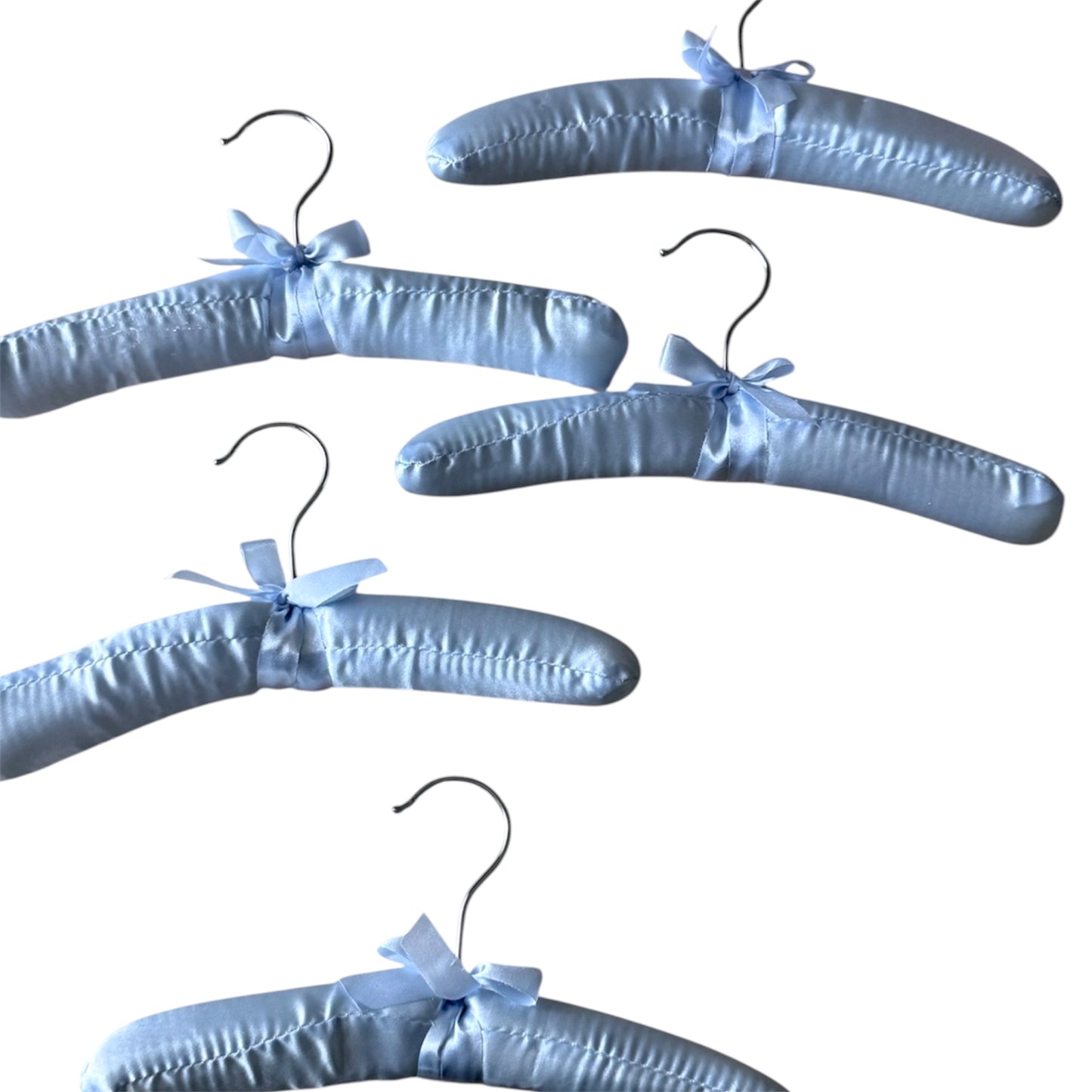 Set of 5 Satin Padded Baby Hangers – Blue