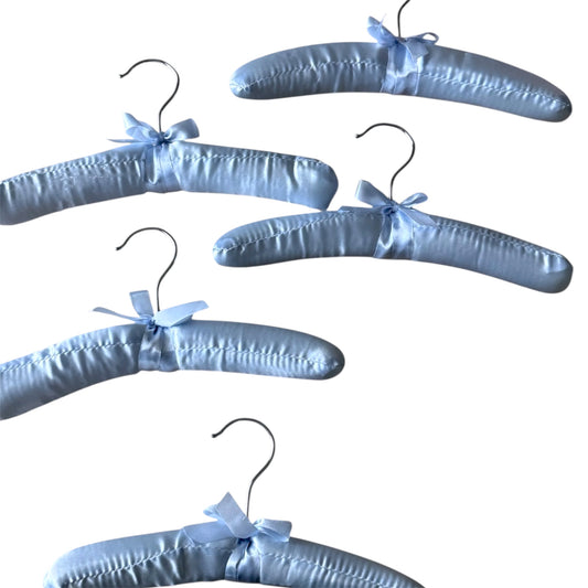 Set of 5 Satin Padded Baby Hangers – Blue