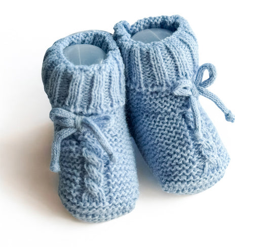 Celeste Blue Knit Baby Booties