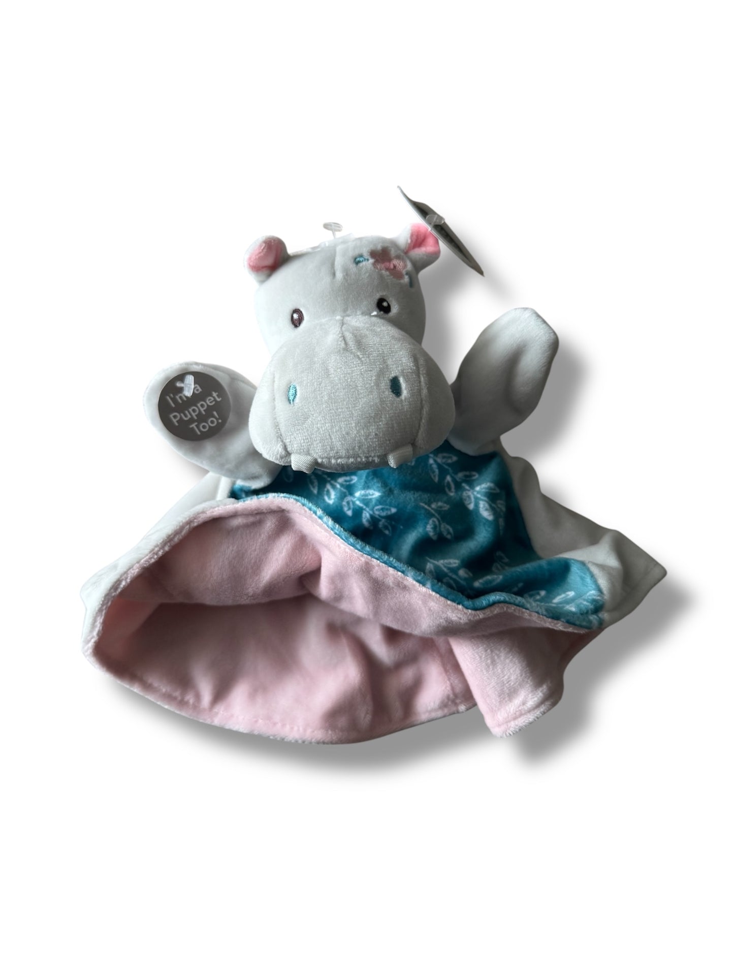 Plush Hippo Security Blanket & Hand Puppet